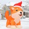 GOOSH 4FT Christmas Inflatables Outdoor Decorations Blow Up Shiba Inu Dog Built-in LEDs